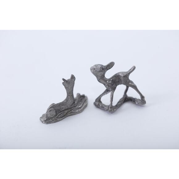 Forest Deer Set Of Two, Pewter, Statue, Miniature, Game Piece, Statuette, Vintag - Picture 2 of 3